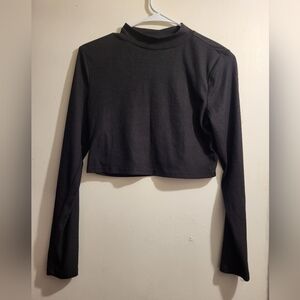 Almost Famous Black Long Sleeve Crop Top NWOT